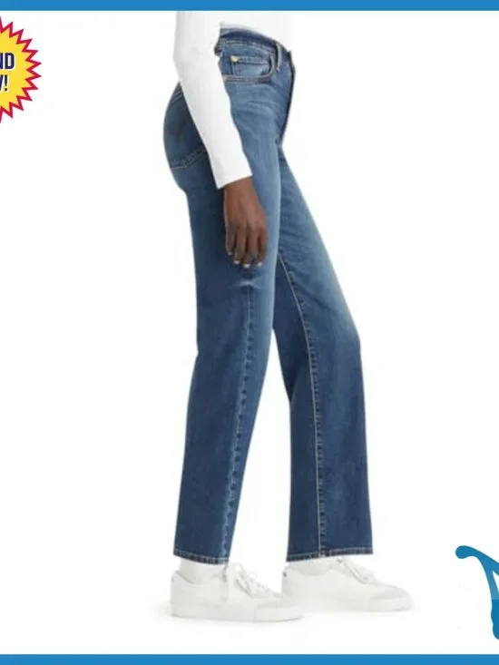 Super High Rise Straight Leg Ankle Jeans, Stretchy Denim, Button Fly - Picture 3 of 6